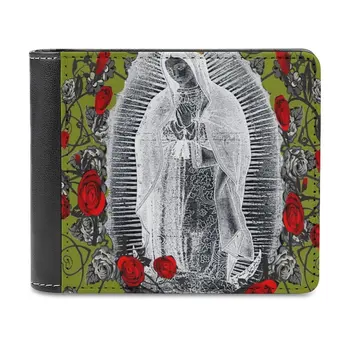 Богоматерь Гваделупская Дева Мария Virgen Maria Мексика Мексиканский Кожаный Кошелек Мужской Классический Черный Кошелек Держатель Для Кредитных Карт Мода