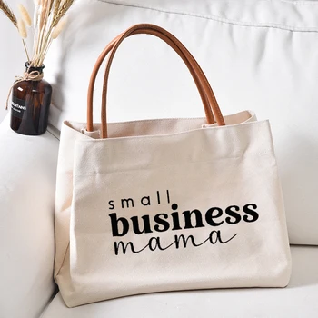 Сумка-тоут для мамы, подарки для мамы, женская холщовая сумка для покупок с принтом для малого бизнеса, пляжная сумка, дорожная сумка, детская сумка Изображение 2