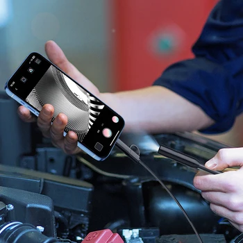 Эндоскопическая камера с подсветкой 1920P 8-миллиметровый тонкий бороскоп с регулируемой яркостью 8LED Инспекционная камера для iPhone Android Водонепроницаемая змеиная камера Изображение 2