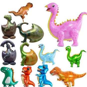 3D Стоящий динозавр Тема Алюминиевый пленочный воздушный шар Мультфильм Тираннозавр Рекс Яйцо Игрушки Воздушный шар Детские игрушки для украшения вечеринки по случаю Дня рождения