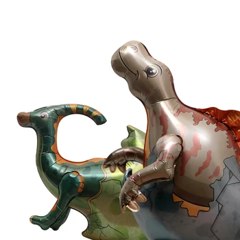 3D Стоящий динозавр Тема Алюминиевый пленочный воздушный шар Мультфильм Тираннозавр Рекс Яйцо Игрушки Воздушный шар Детские игрушки для украшения вечеринки по случаю Дня рождения Изображение 2