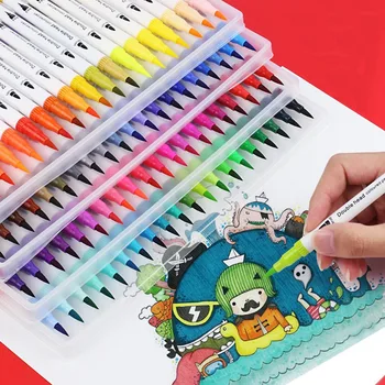 12 Цветов Двойной головкой Маркер Набор ручек для рисования Цветной ручкой Маркеры Для рисования Художественные школьные Канцелярские принадлежности образование офисные принадлежности