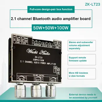ZK-LT23 2.1-канальный Модуль платы аудиоусилителя Bluetooth 50 Вт + 50 Вт + 100 Вт Сабвуфер TWS True Wireless Audio Board DC9-24V Изображение 2
