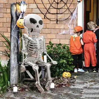 Большой Скелет Человека-Призрака Воздушный шар Декор для вечеринки в честь Хэллоуина Скелет Воздушный шар из фольги Гелиевые Шары Детские Надувные игрушки Товары для дома Изображение 2