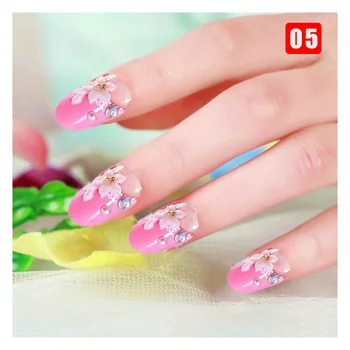 24шт накладных ногтей 3D Брак 24шт накладных ногтей с полным покрытием для стильного макияжа рук для девочек