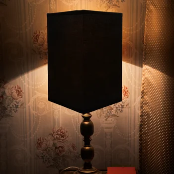 Замена прямоугольной льняной крышки лампы Современный стиль E27 абажур настольной лампы черный съемный напольный абажур настольная лампа Изображение 2