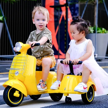 Детский электрический мотоцикл, боковые трехколесные мужские и женские детские игрушечные машинки, могут садиться на человеческий трехколесный велосипед, 1-3-6 лет Изображение 2