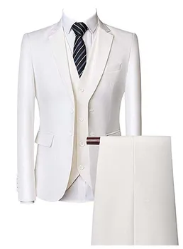 Мужской приталенный костюм на двух пуговицах, пиджак, смокинг, жилет, брюки, комплект из 3 предметов