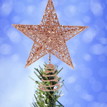 20 см Украшения из розового золота для Рождественской елки, украшения в виде звездочек Изображение 2
