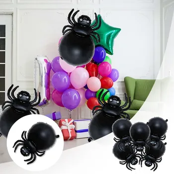 5шт Воздушных шаров из черной фольги в форме паука для вечеринки в честь дня рождения, Хэллоуина, вечеринки, новогодних украшений Arbol De Navidad